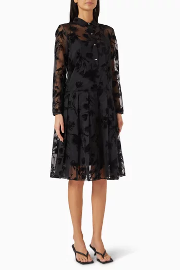 Flocked Shirtdress in Organza