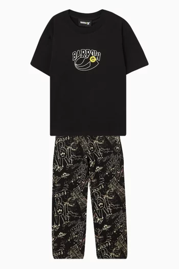 تي شيرت بطبعة شعار الماركة قطن