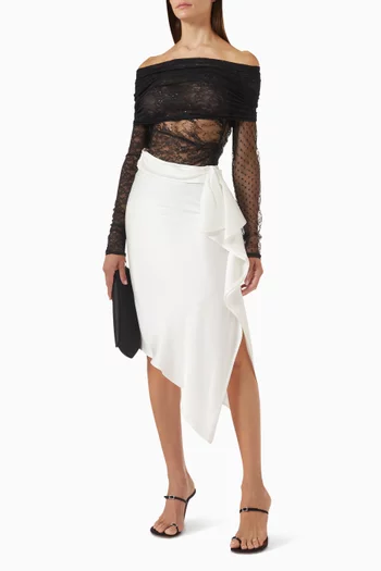 Blackjack Off-shoulder Bodysuit in Lace