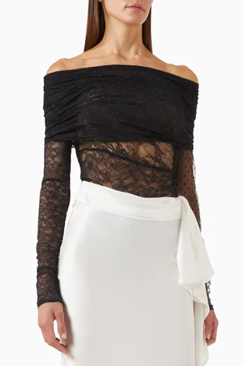 Blackjack Off-shoulder Bodysuit in Lace