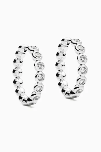 Medium Tennis Hoop Earrings in Rhodium-plated Brass