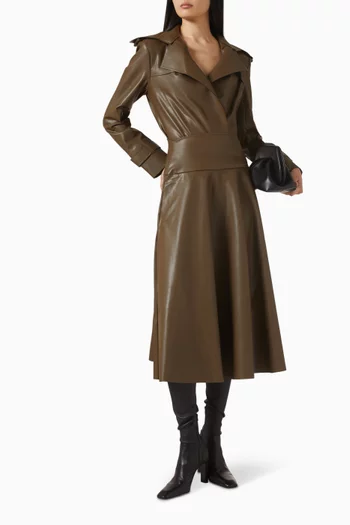 Double-breasted Trench Bodysuit in Faux Leather