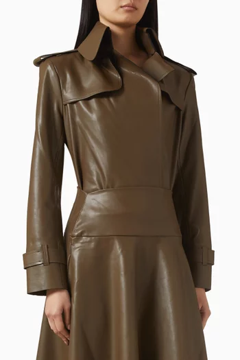 Double-breasted Trench Bodysuit in Faux Leather