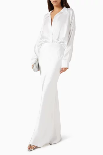 Super Overiszed BF NK Shirt Gown in Satin