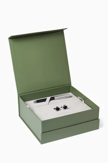 طقم قلم حبر جاف زيرو دويتو وأزرار أكمام كلاسيكو