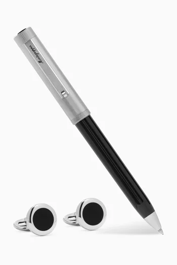 طقم قلم حبر جاف زيرو دويتو وأزرار أكمام كلاسيكو