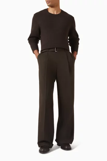 بنطال إيفانز بقصة ساق واسعة صوف بكر