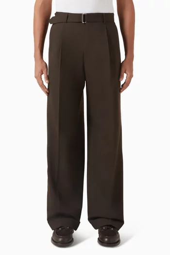 بنطال إيفانز بقصة ساق واسعة صوف بكر