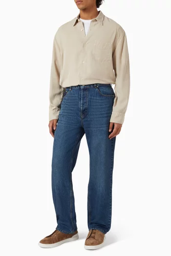 بنطال جينز نيمير بقصة ساق مستقيمة بلون باهت