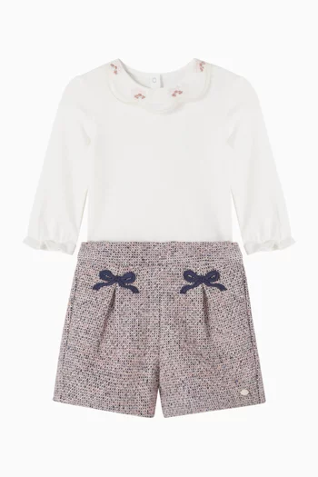 Bow Appliqué Shorts in Bouclé