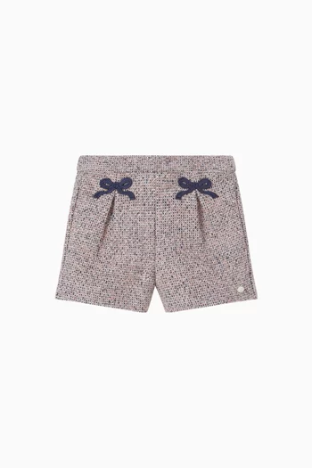 Bow Appliqué Shorts in Bouclé
