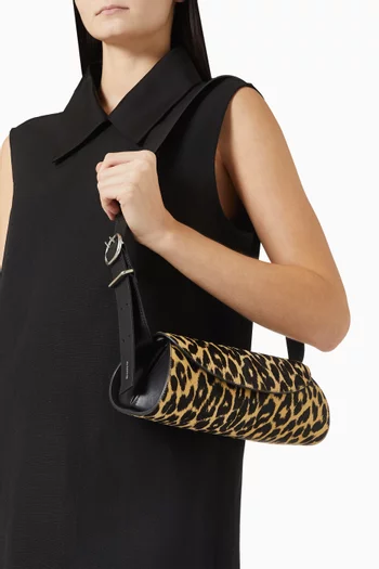 Small Cannolo Shoulder Bag in Leopard-print Calf Hair