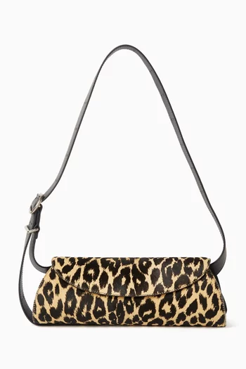 Small Cannolo Shoulder Bag in Leopard-print Calf Hair