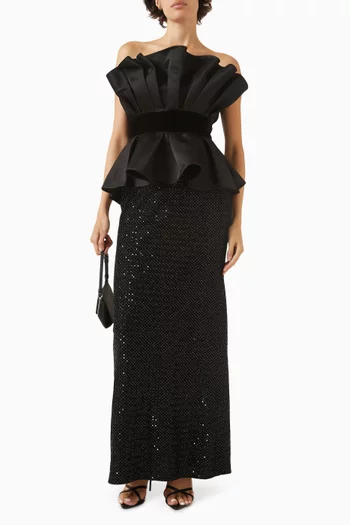 Peplum Top & Sequin-embellished Gown