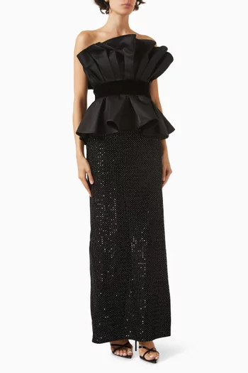 Peplum Top & Sequin-embellished Gown