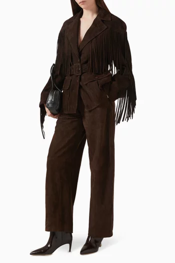 Cassidy Fringe Jacket in Suede
