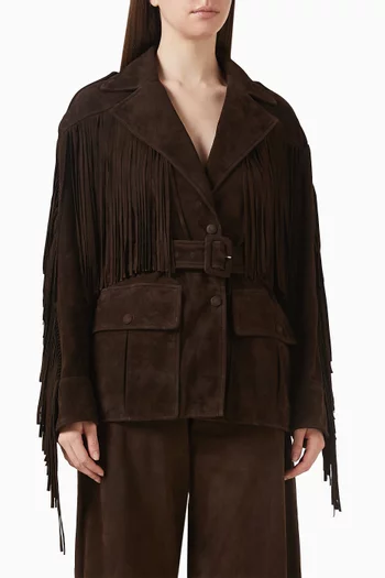 Cassidy Fringe Jacket in Suede