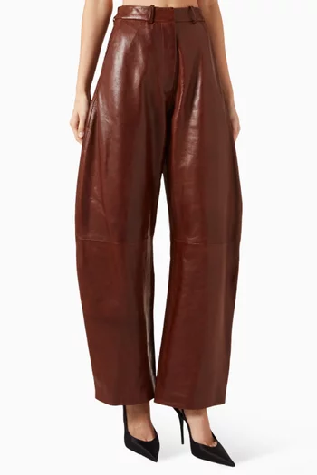 بنطال بقصة ساق أسطوانية جلد ماعز