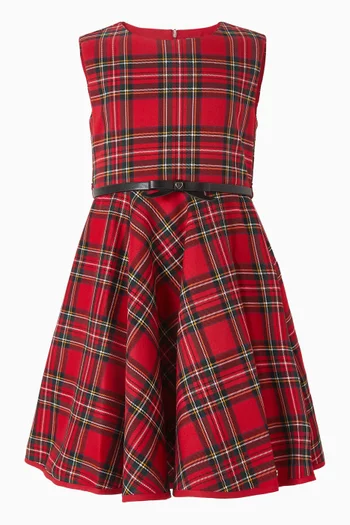 فستان بنقشة مربعات