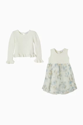 طقم فستان بطبعة عقدة