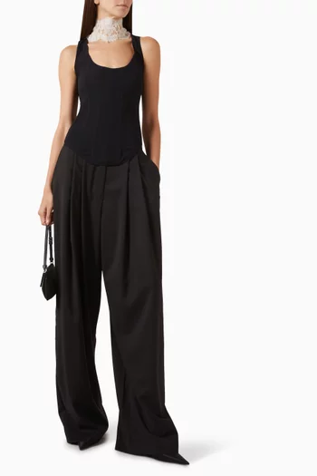 بنطال برايسم بقصة ساق واسعة صوف