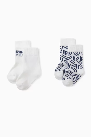 Logo Socks in Cotton-blend, Set of 2