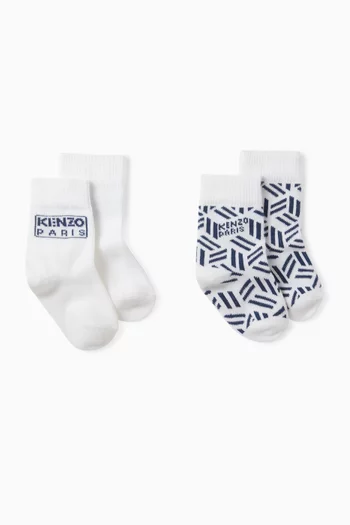 Logo Socks in Cotton-blend, Set of 2