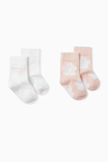 Logo Socks in Cotton-blend, Set of 2
