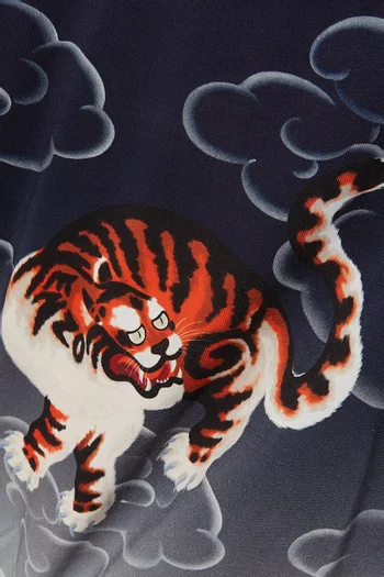 تي شيرت مزين بالكامل بنقشة بلون متدرج قطن