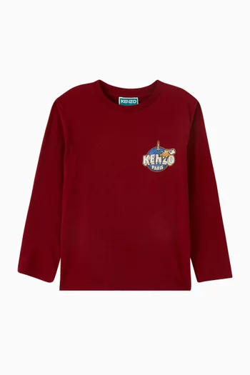 تي شيرت بطبعة شعار الماركة قطن جيرسيه