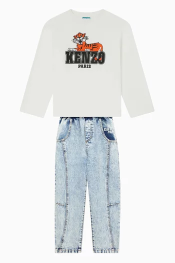 تي شيرت بطبعة شعار الماركة قطن