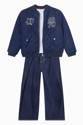 بنطال جينز بأزرار وطيات دينم