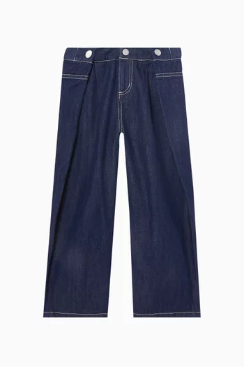 بنطال جينز بأزرار وطيات دينم