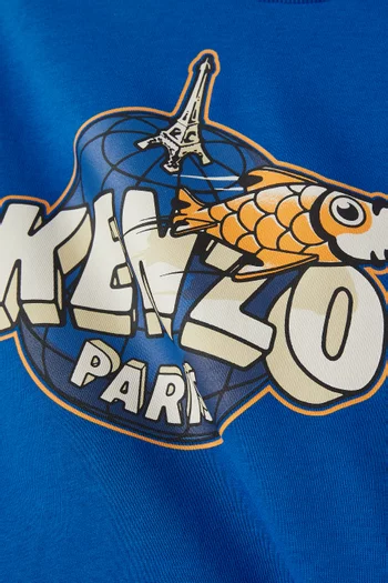 تي شيرت بطبعة شعار الماركة قطن