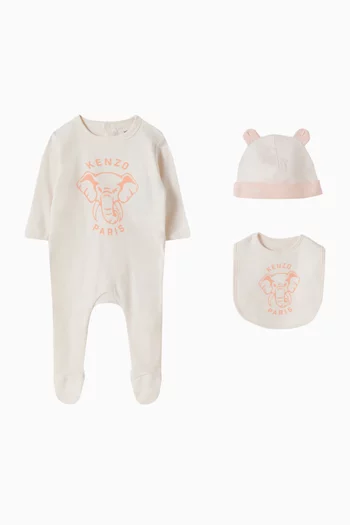 Elephant 3-piece Sleepsuit Gift Set in Cotton