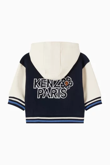 Flower Logo Zip Hoodie in Cotton