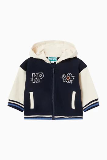 Flower Logo Zip Hoodie in Cotton