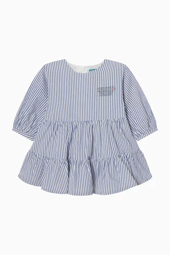 Logo Tiered Dress in Cotton