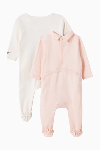 Boke Flower Sleepsuit in Cotton, Set of 2