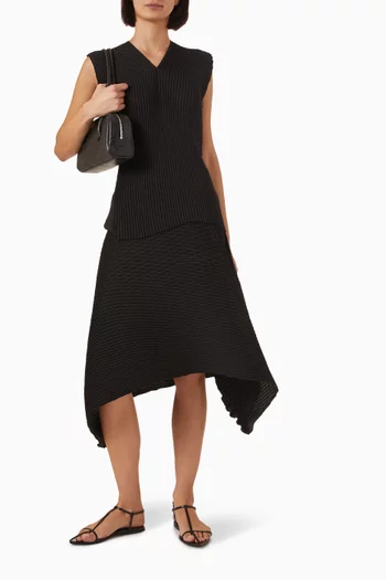 Pleated V-neck Top in Recycled Polyester