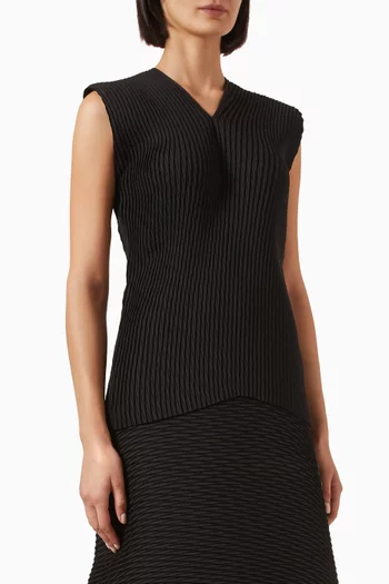 Pleated V-neck Top in Recycled Polyester