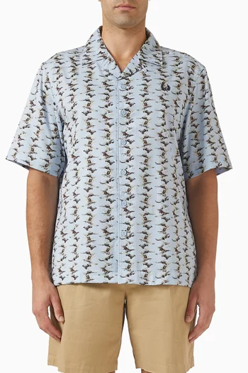 Abstract-print Revere Collar Shirt in Cotton-blend