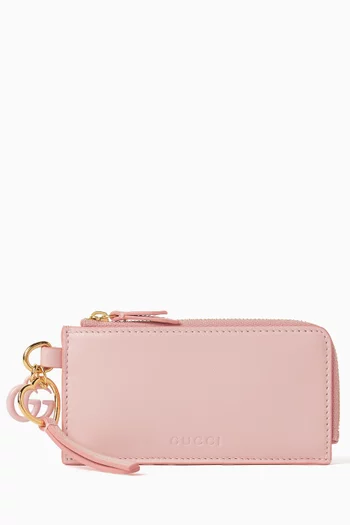 Logo-embossed Card Case in Leather