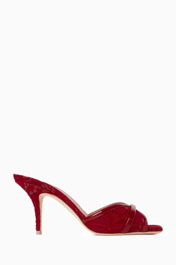 Perla 70 Mule Sandals in Lace & Leather