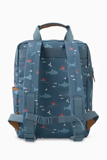 Small Shark Print Backpack in Recycled Fabric