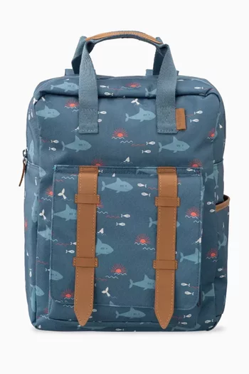 Small Shark Print Backpack in Recycled Fabric