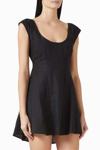 فستان ليلا قصير مزيج كتان