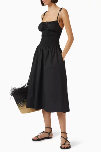 فستان لورا متوسط الطول قطن