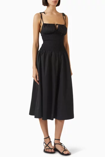 فستان لورا متوسط الطول قطن