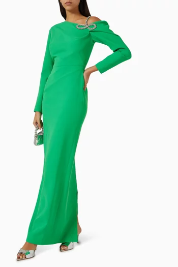 One-shoulder Bow Gown in Crepe